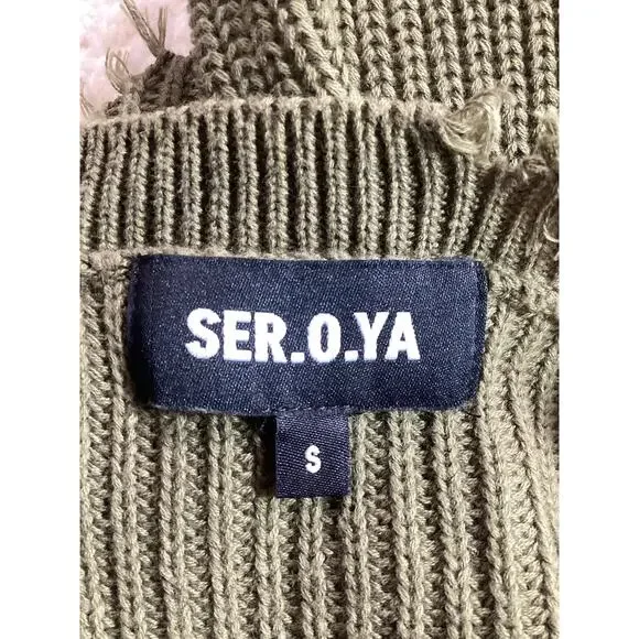 Ser.O.Ya Mid 'Devin' Green Cropped Sweater Size S